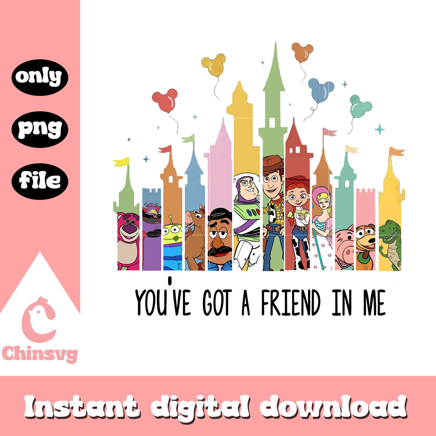 Disney castle you've got a friend in me png, toy story png