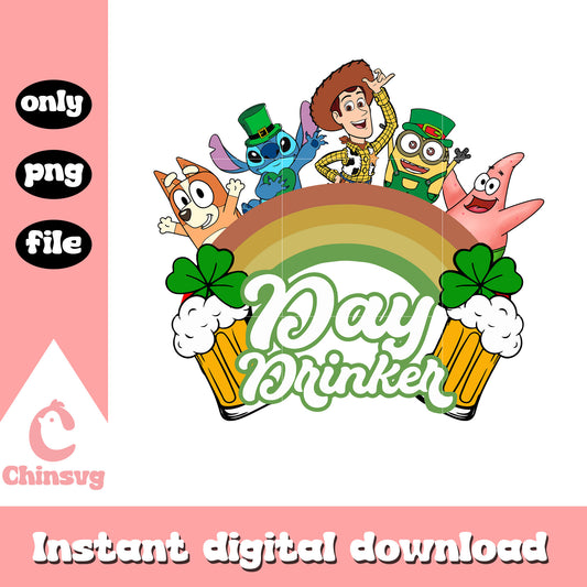 Disney character day drinker png, st. patrick's day png
