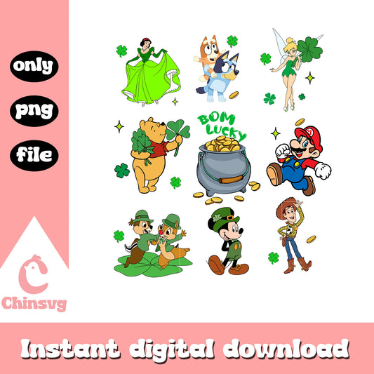 Disney characters bom lucky png, disney patrick day png