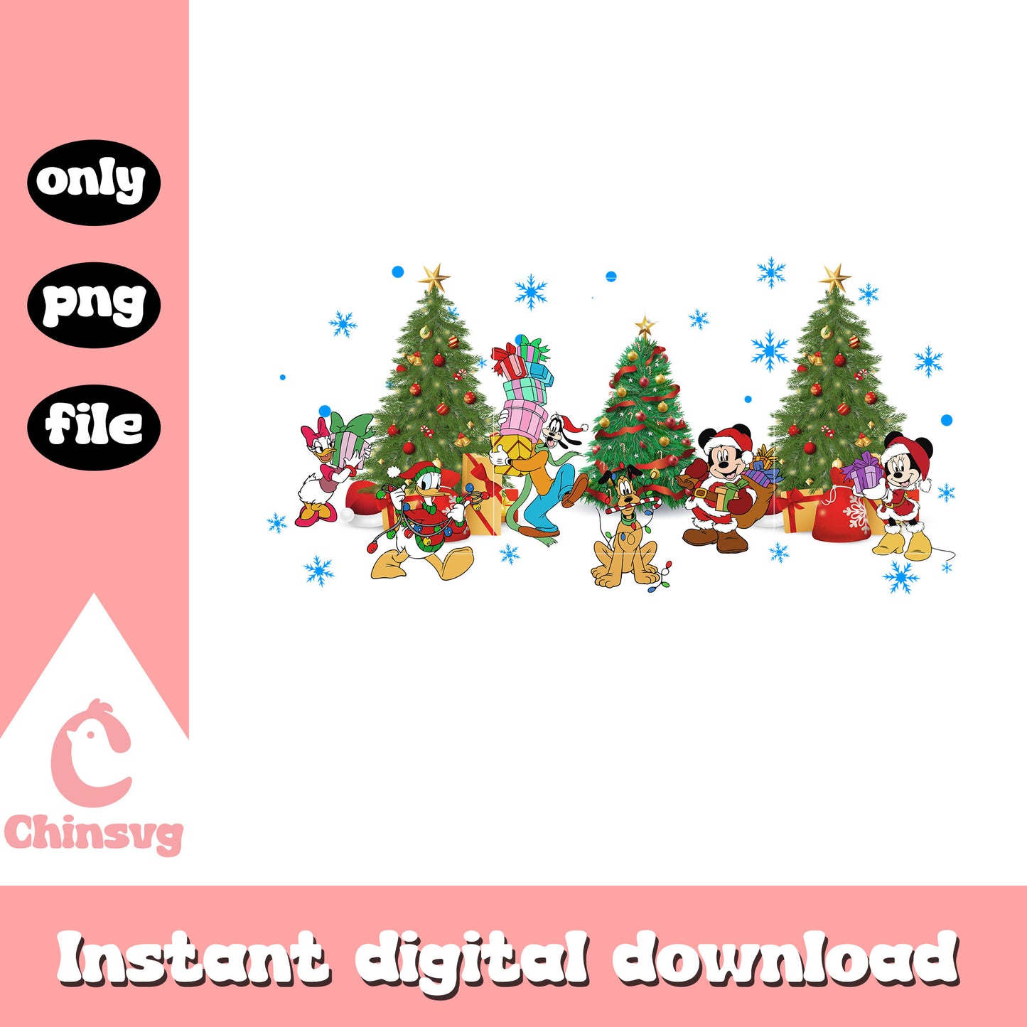 Disney characters christmas tree farm png, disney days of christmas png