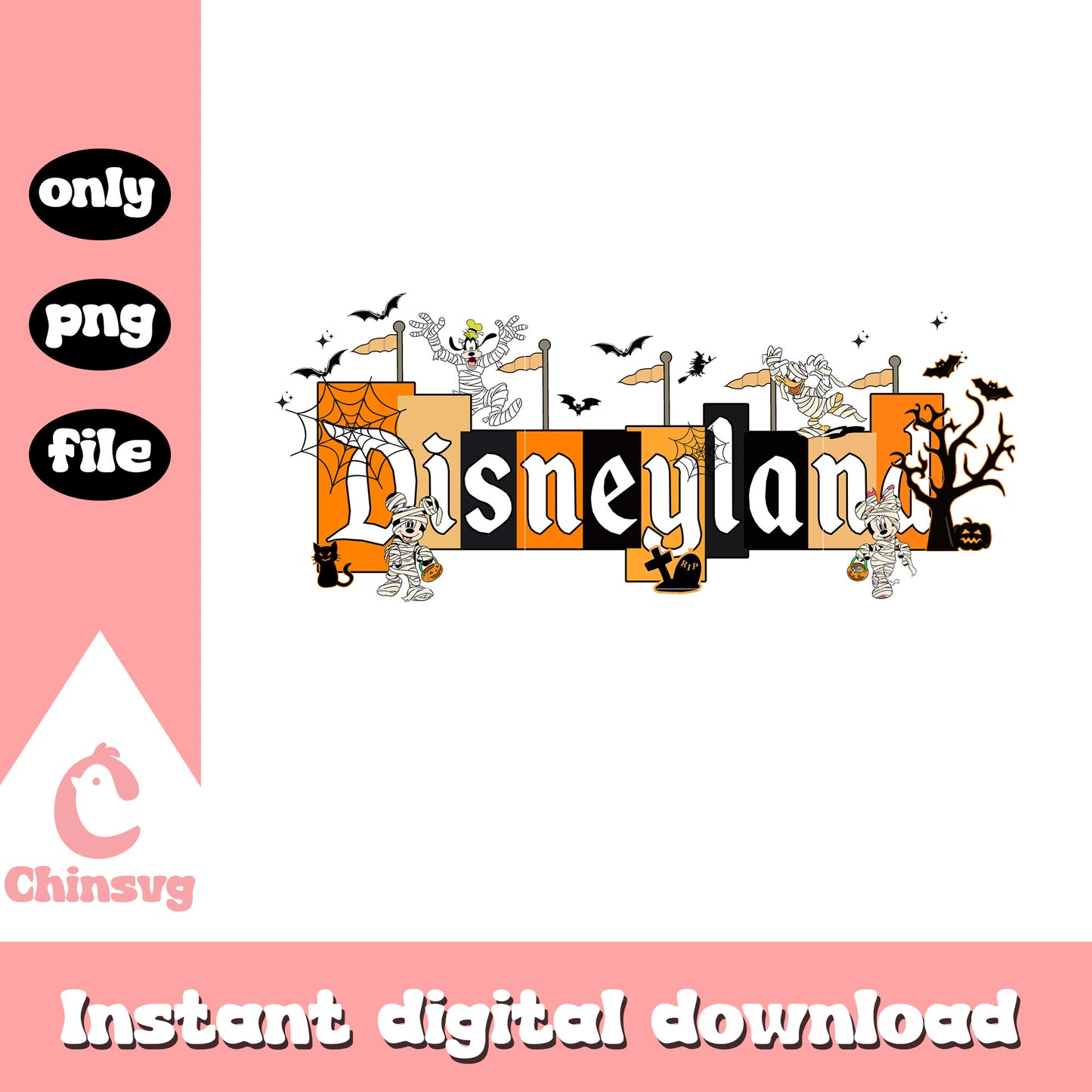 Disney characters font design png, happy halloween png