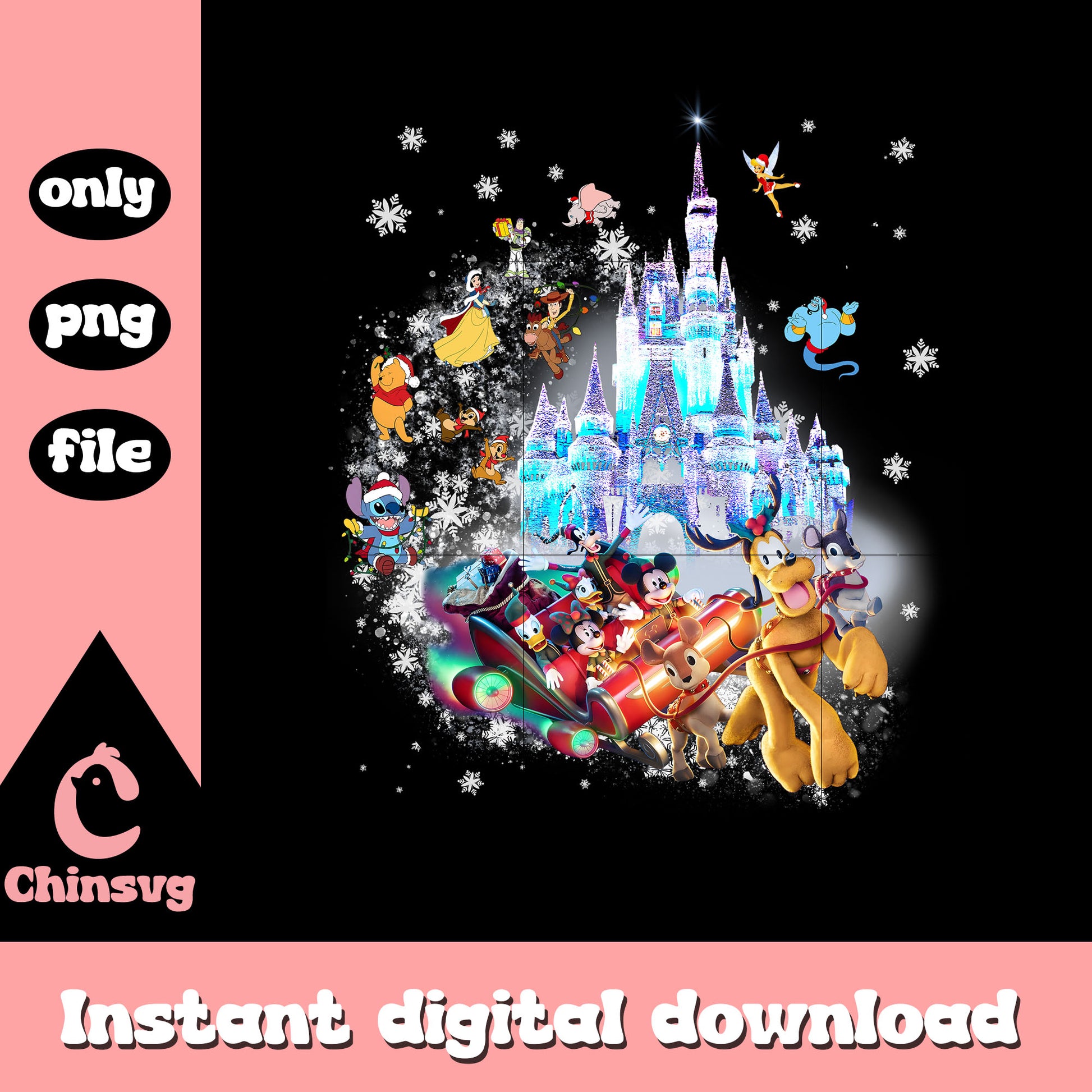Disney characters gives out gifts png, christmas eve png