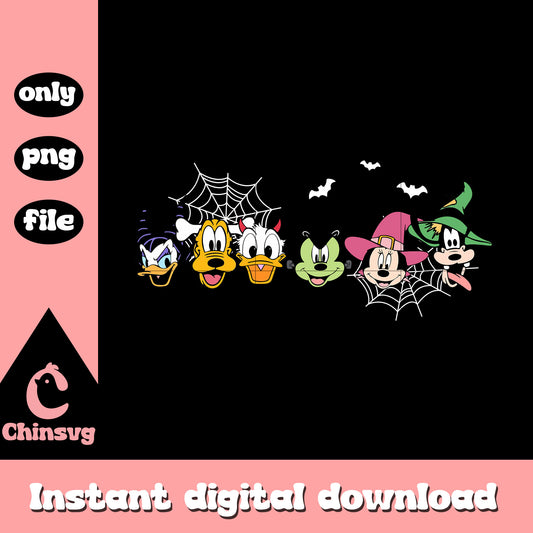 Disney characters happy halloween design png, disney cartoons png