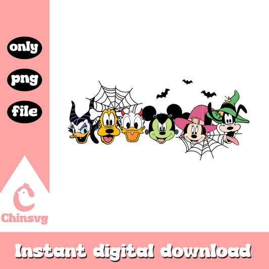 Disney characters happy halloween vibes png, disney mickey png