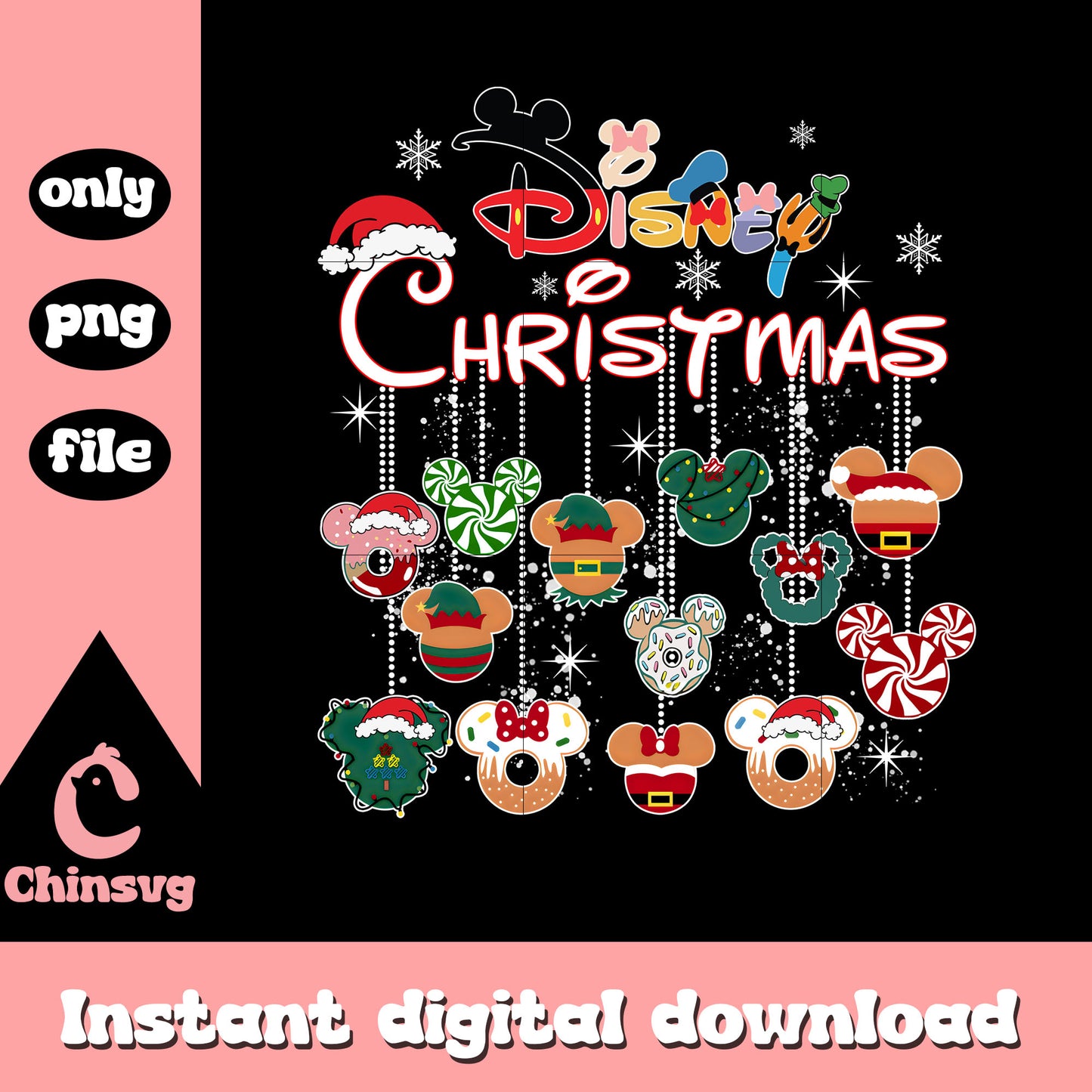 Disney christmas design png, disney world christmas decorations png