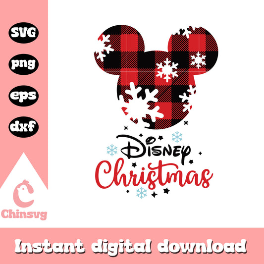 Disney christmas mickey head plaid svg, mickey christmas svg