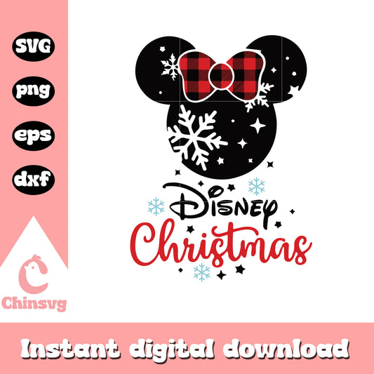 Disney christmas minnie head plaid svg, christmas minnie svg