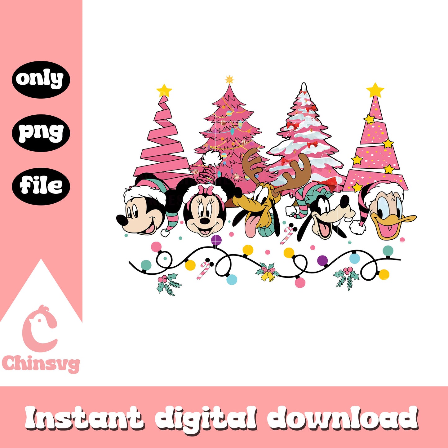 Disney christmas tree pink png, disney merry christmas png