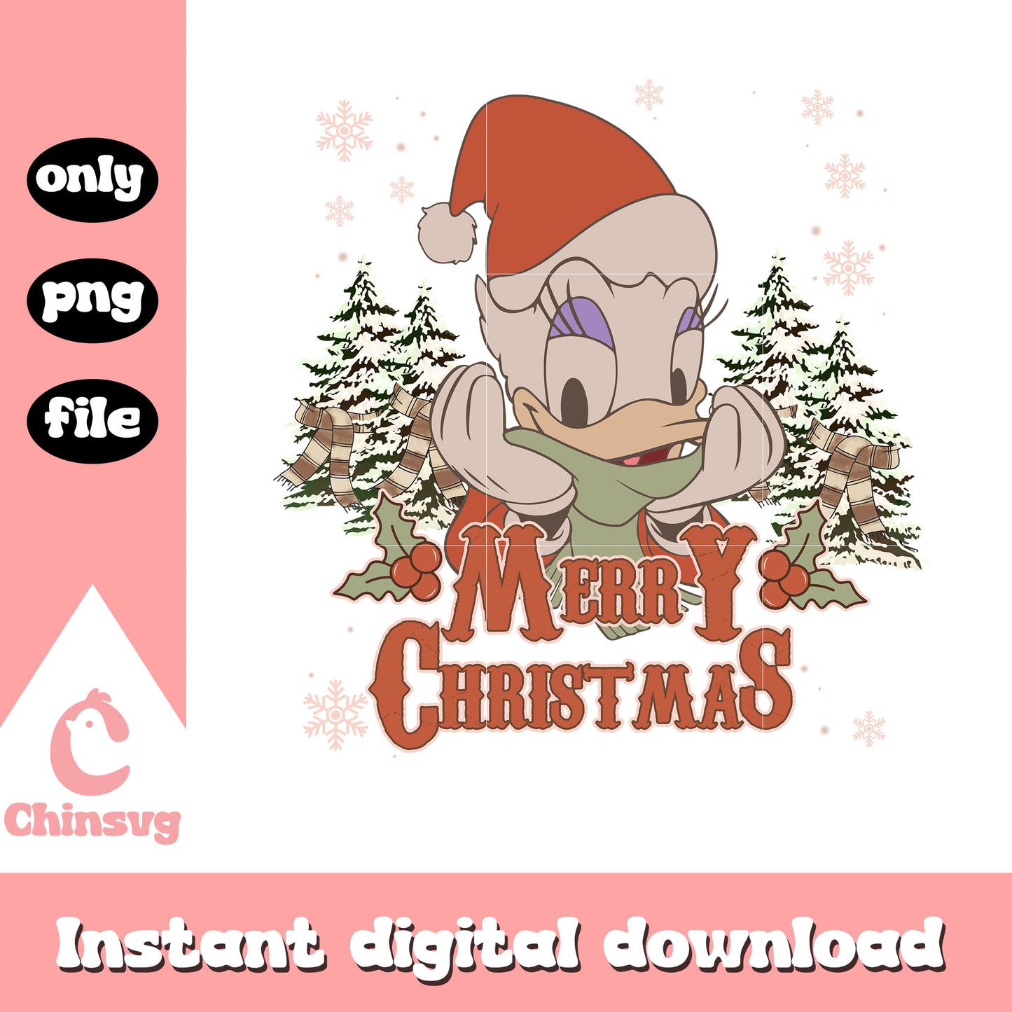 Disney daisy merry christmas png, disney christmas tree png