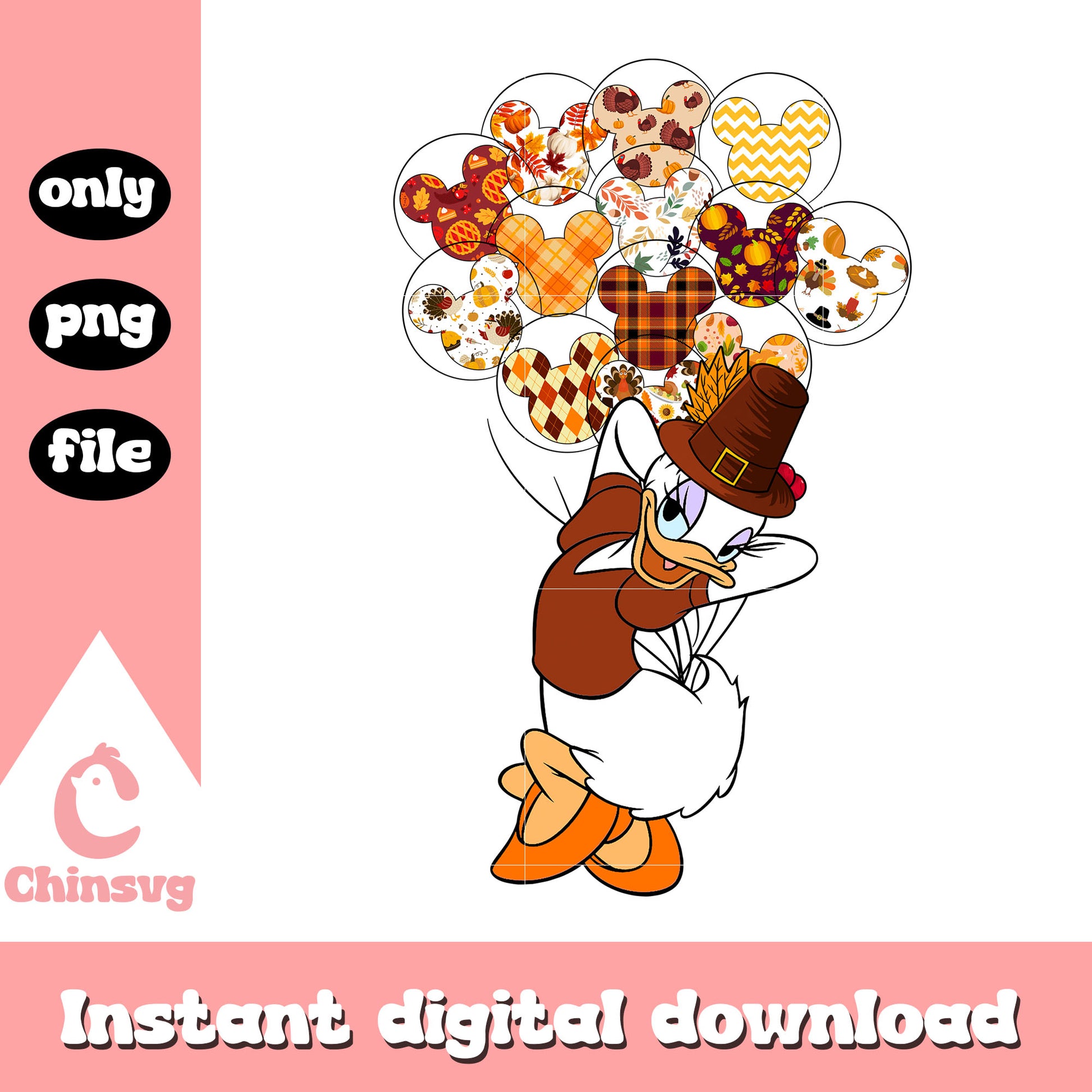 Disney daisy with floral balloons design png, daisy cartoon png