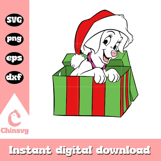Disney dalmatians in christmas present svg, 101 dalmatians christmas​ svg