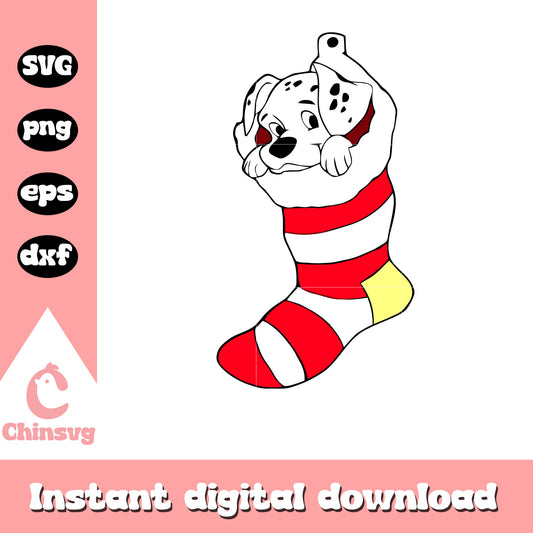 Disney dalmatians in christmas sock svg, 101 dalmatians disney​ svg