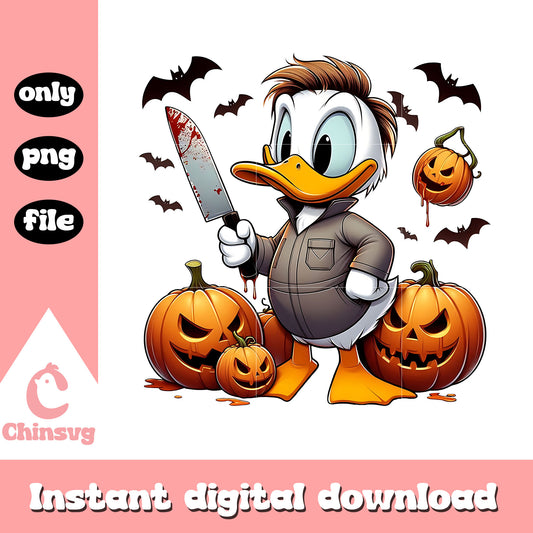 Disney donald halloween design png, donald duck halloween png