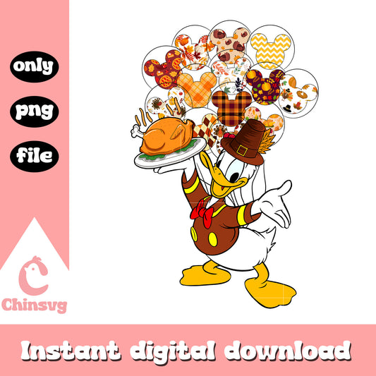 Disney donald with floral balloons design png, donald cartoon png