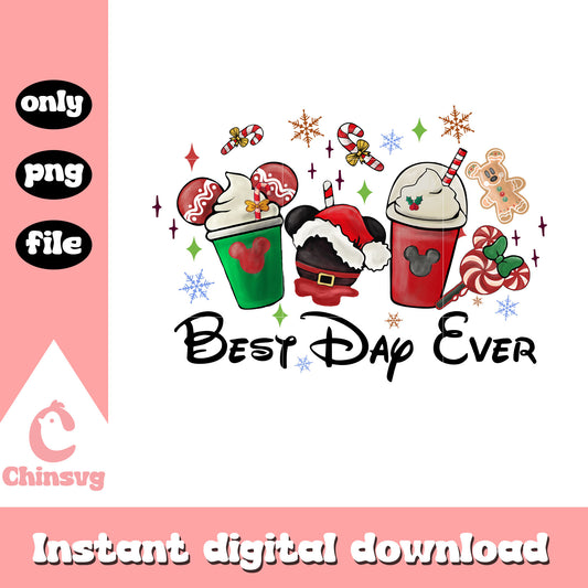Disney drinks best day ever png, sweet christmas png