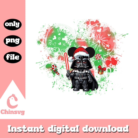Disney ear christmas darth vader watercolor png, darth vader png
