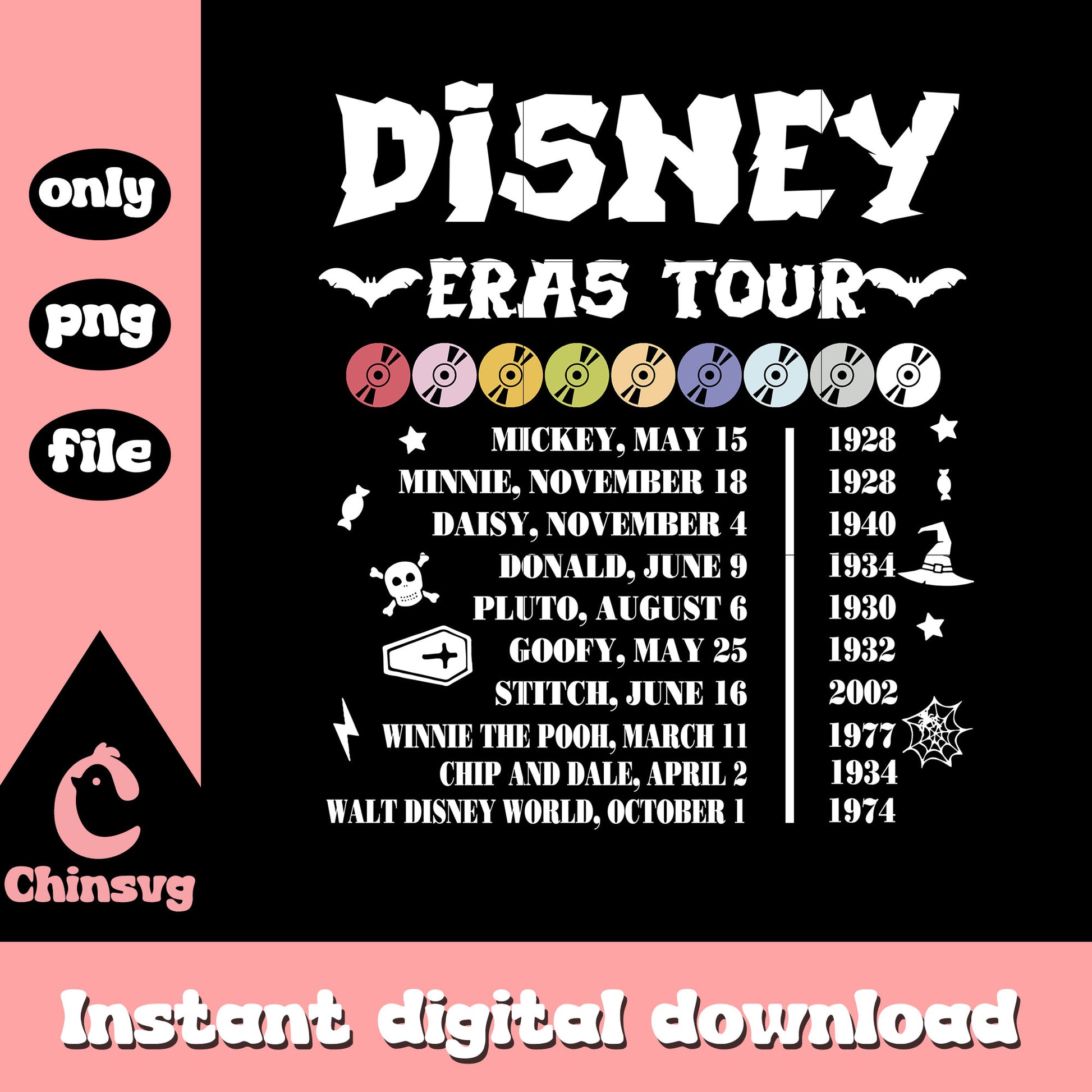 Disney eras tour characters cartoon clipart png, disney walt png 