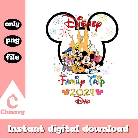 Disney family trip 2024 dad png, family trip png, disney movies png