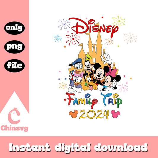 Disney family trip 2024 png, disney png, mickey and friends png