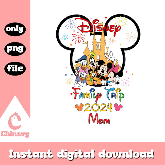 Disney family trip mom 2024 png, disney png, family trip png