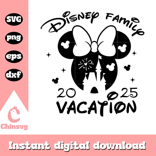 Disney family vacation 2025 png, disney png, minnie face png