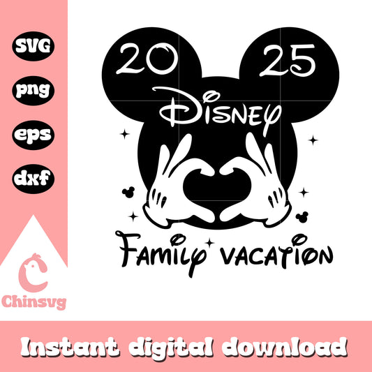 Disney family vacation 2025 png, mickey head png, family vacation png