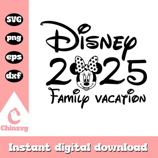 Disney family vacation minnie font design png, family vacation png