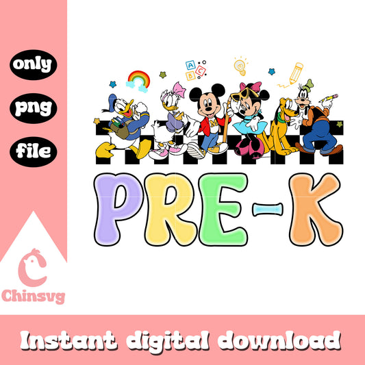 Disney fre-k back to school png, disney mickey characters png