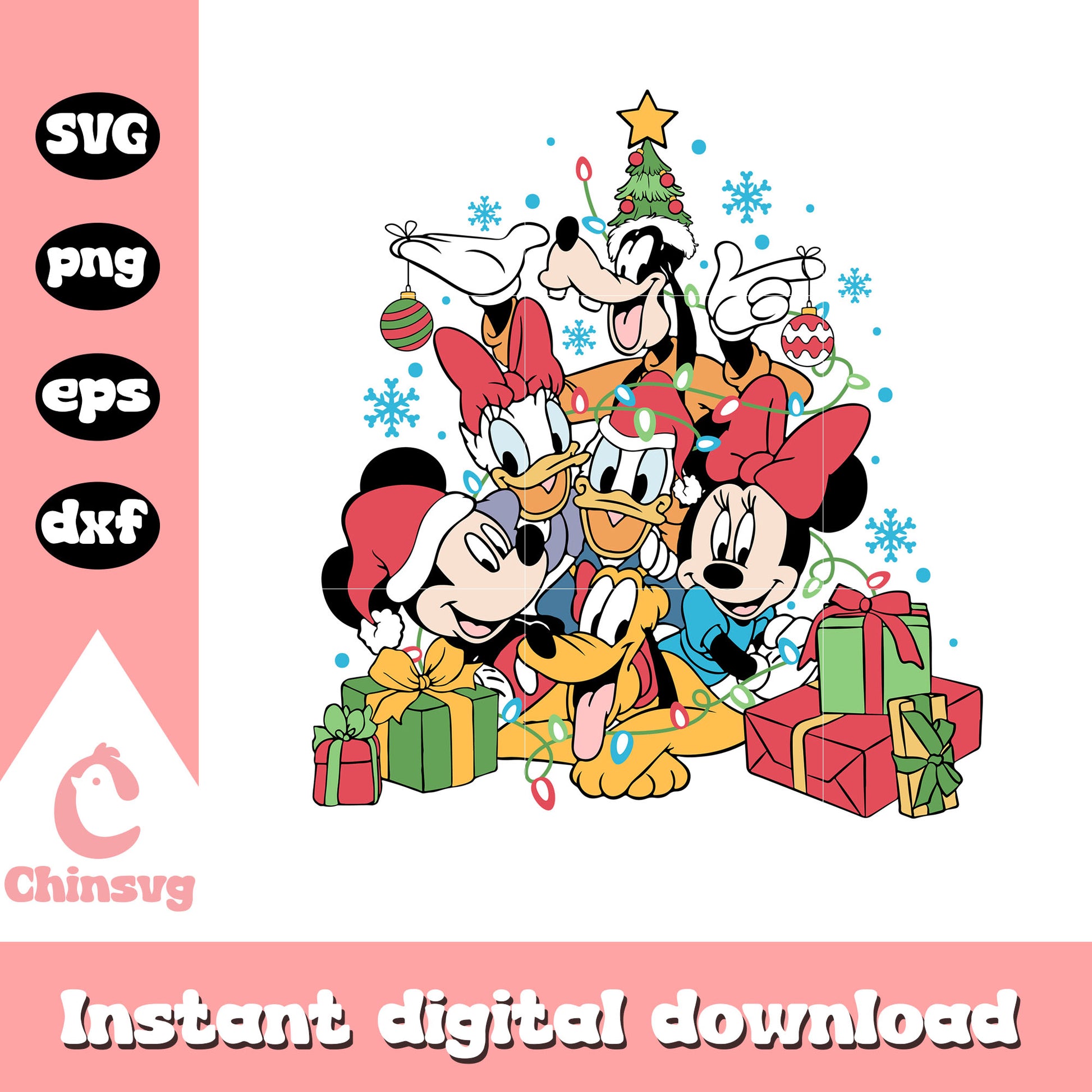 Disney friends christmas presents svg, mickey and friends svg