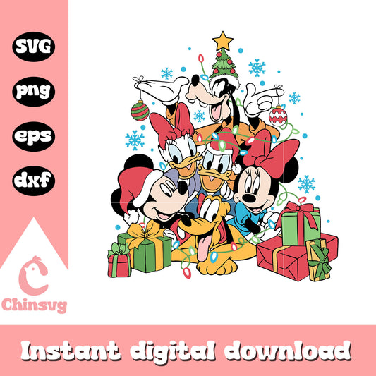 Disney friends christmas presents svg, mickey and friends svg