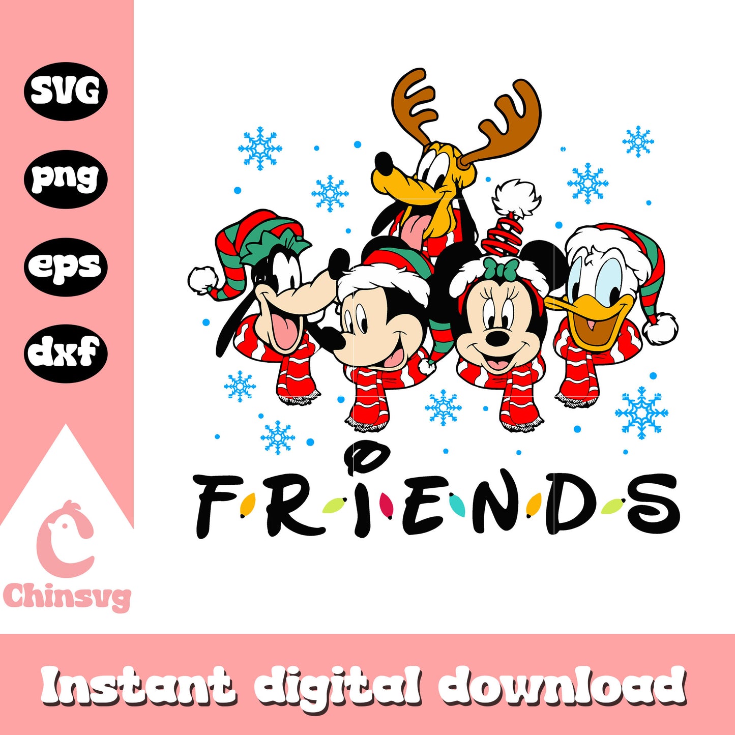Disney friends merry christmas svg, spirit christmas svg