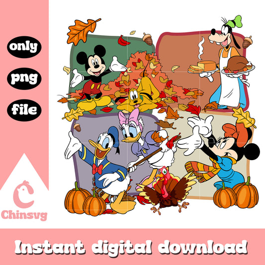 Disney funny mickey characters picture design png, autumn vibes png