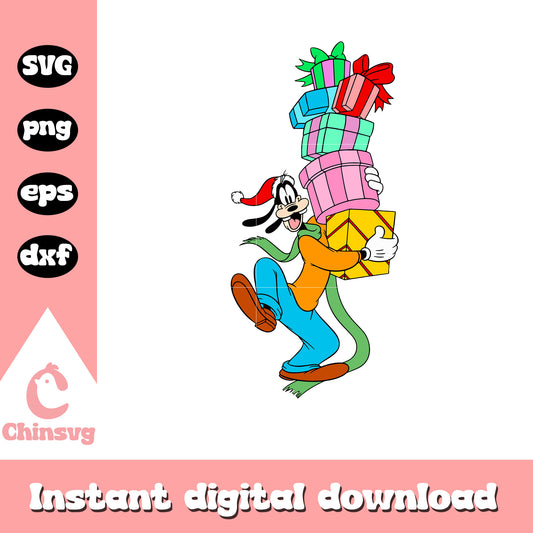 Disney goofy dog christmas presents  svg, christmas gifts svg