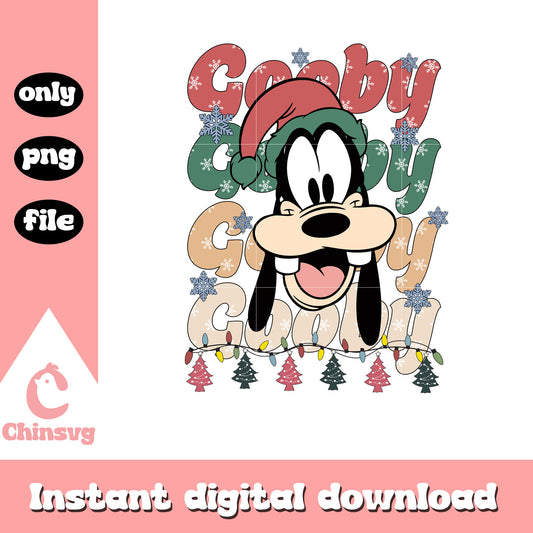 Disney goofy face christmas snow design png, goofy christmas​ png