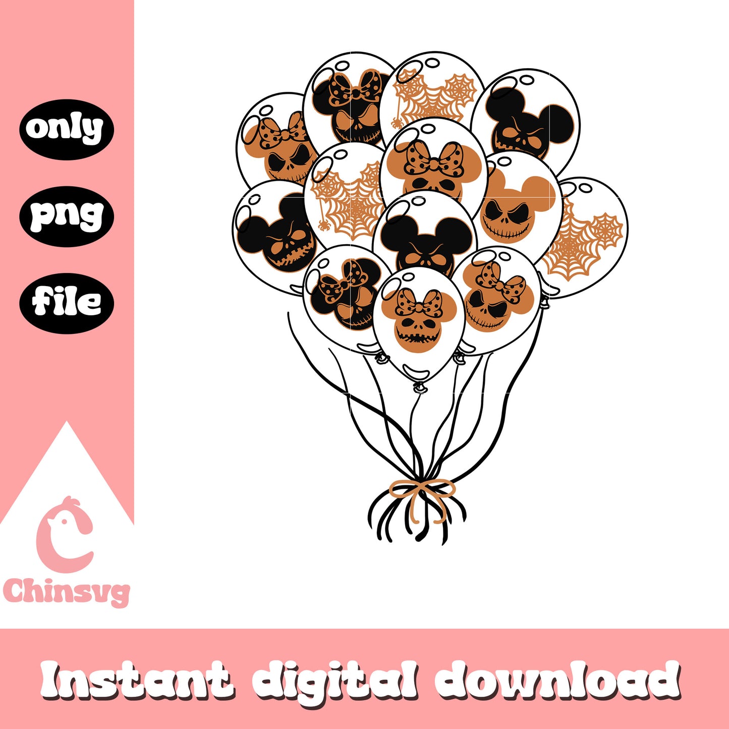 Disney horror face mickey ear balloons design png, mickey disney png