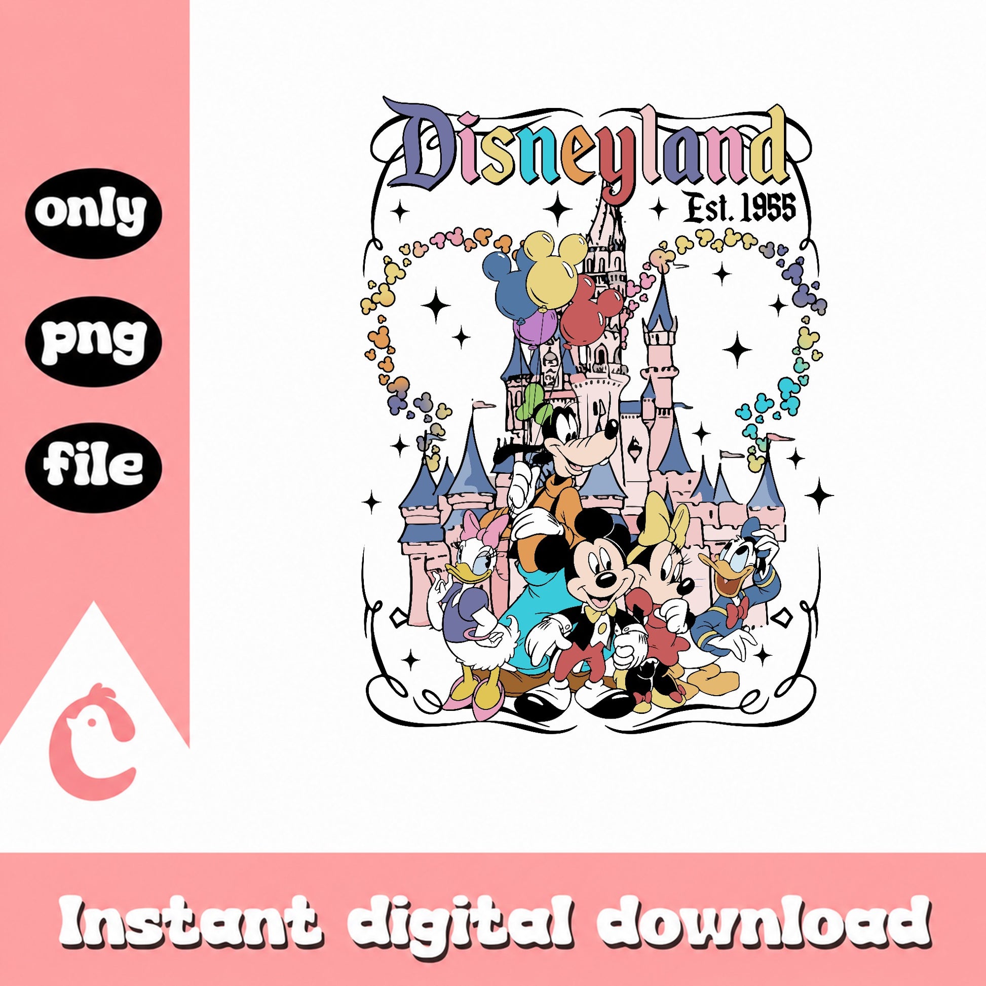 Disneyland Est 1955 Mickey And Friends PNG, Disney Castle PNG, Disney Trip PNG