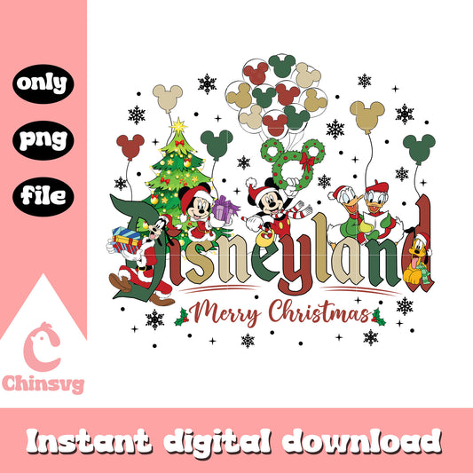 Disneyland merry christmas png, mickey mouse and friends christmas​ png