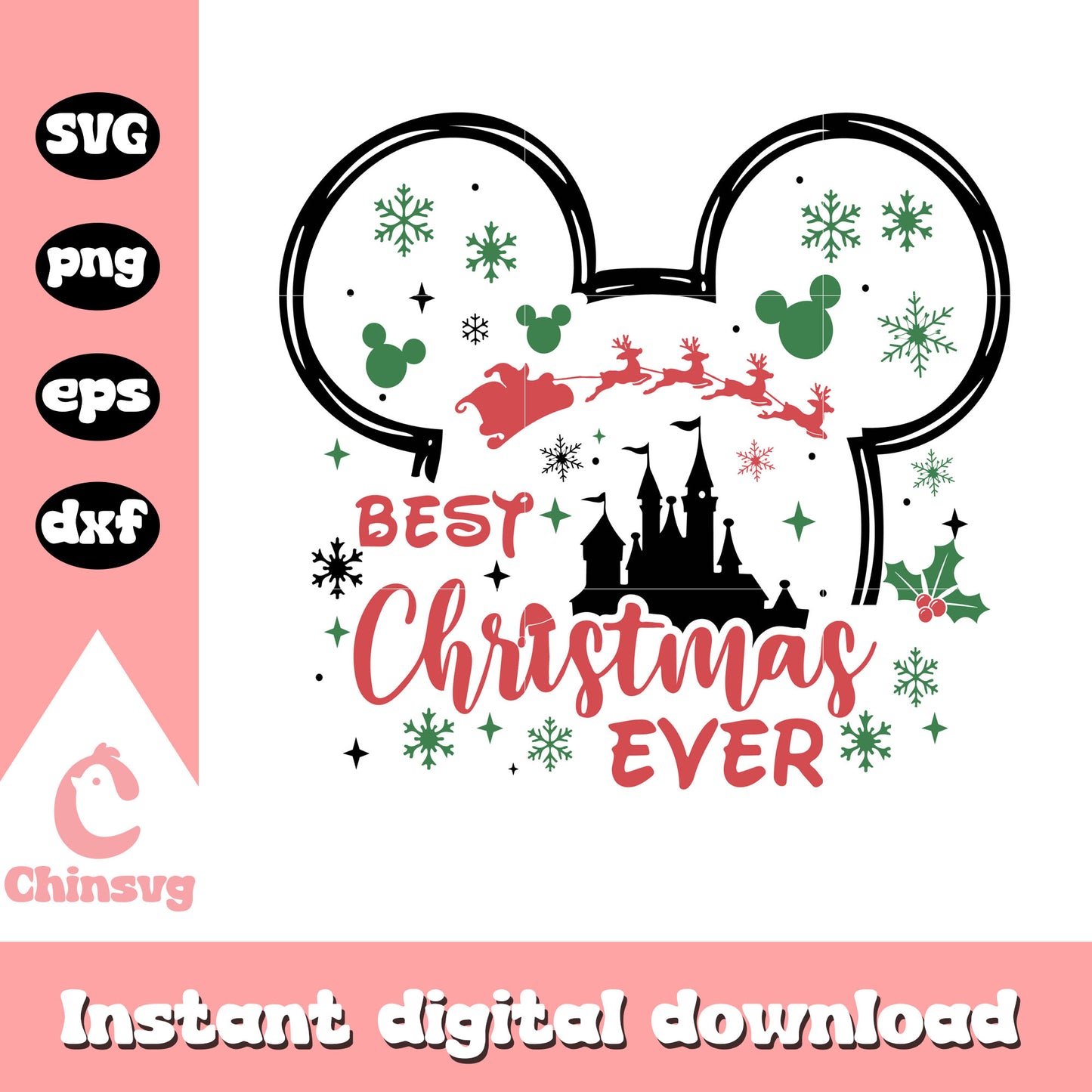 Disneyland best christmas ever design svg, mickey head svg