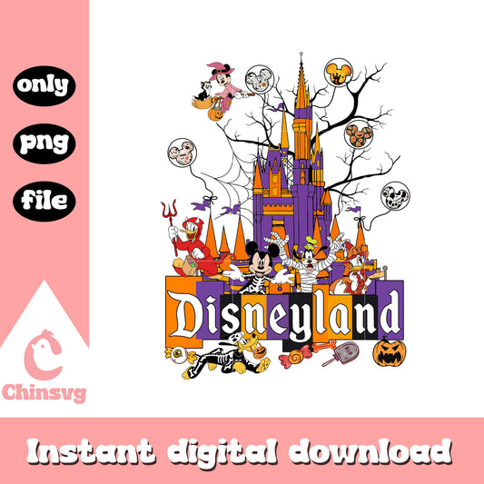 Disneyland castle halloween design png, halloween disney movies png