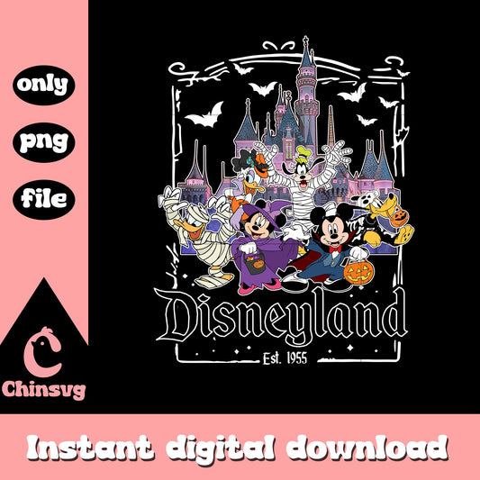 Disneyland characters est 1955 castle frame clipart png, disney png