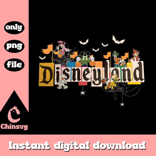 Disneyland characters happy halloween design png, halloween png
