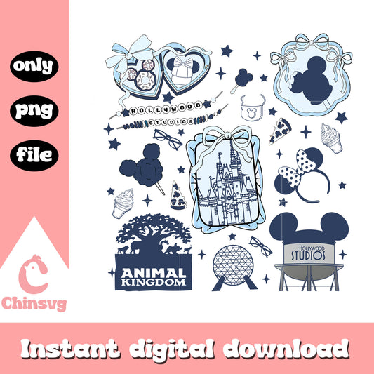 Disneyland coquette mirror png, Coquette disneyland pattern png