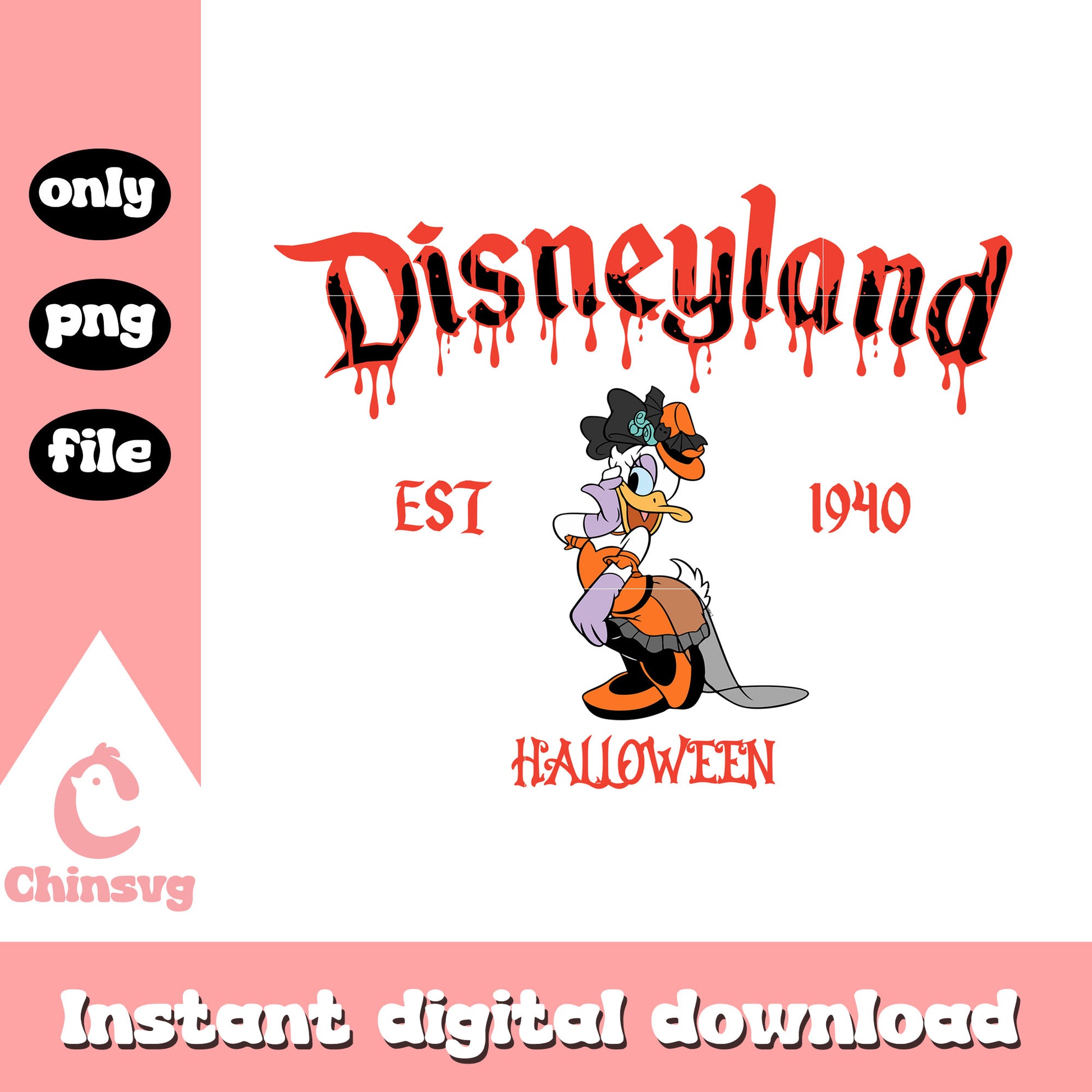 Disneyland est 1940 halloween daisy png, happy halloween png