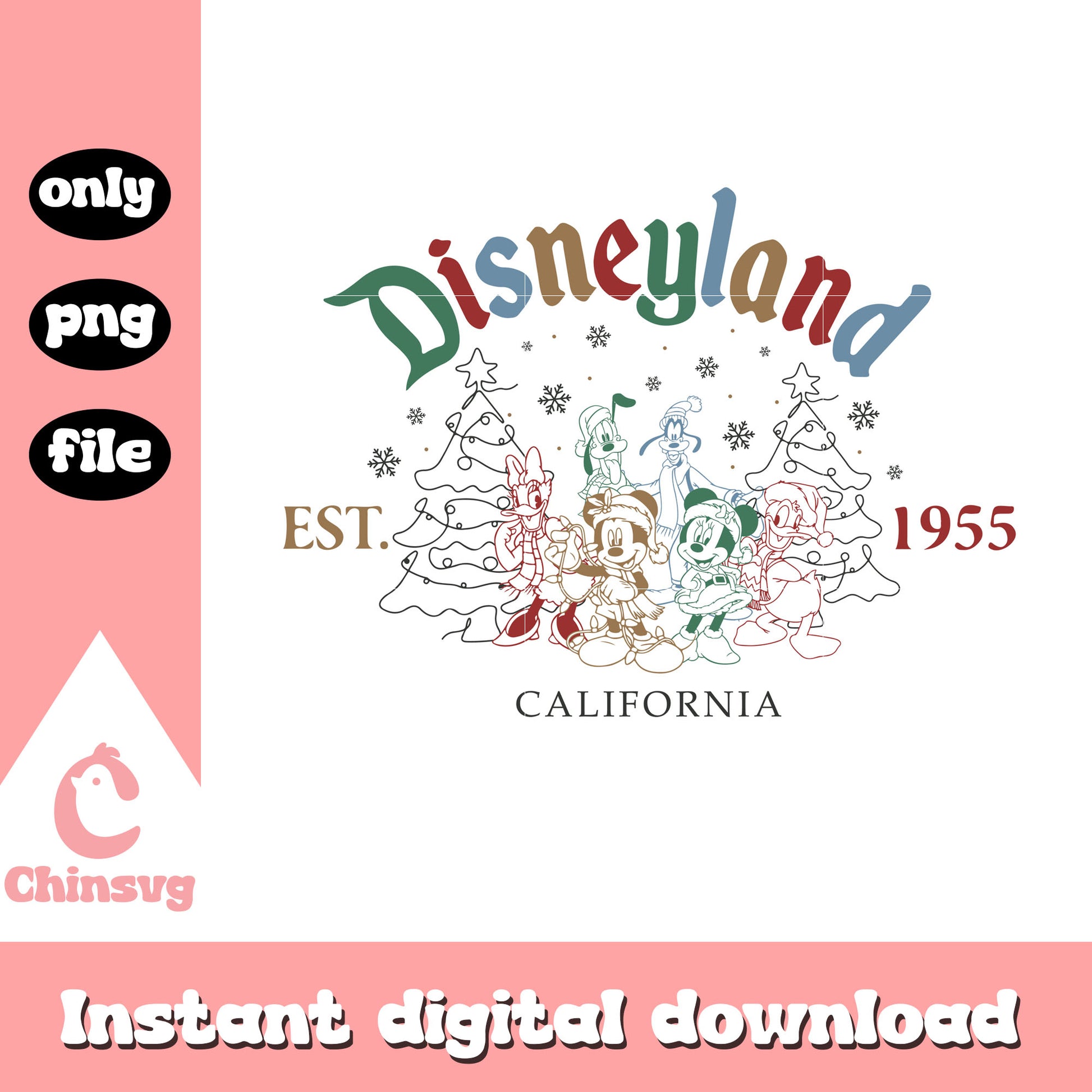 Disneyland est 1955 california png, christmas disney drawings png