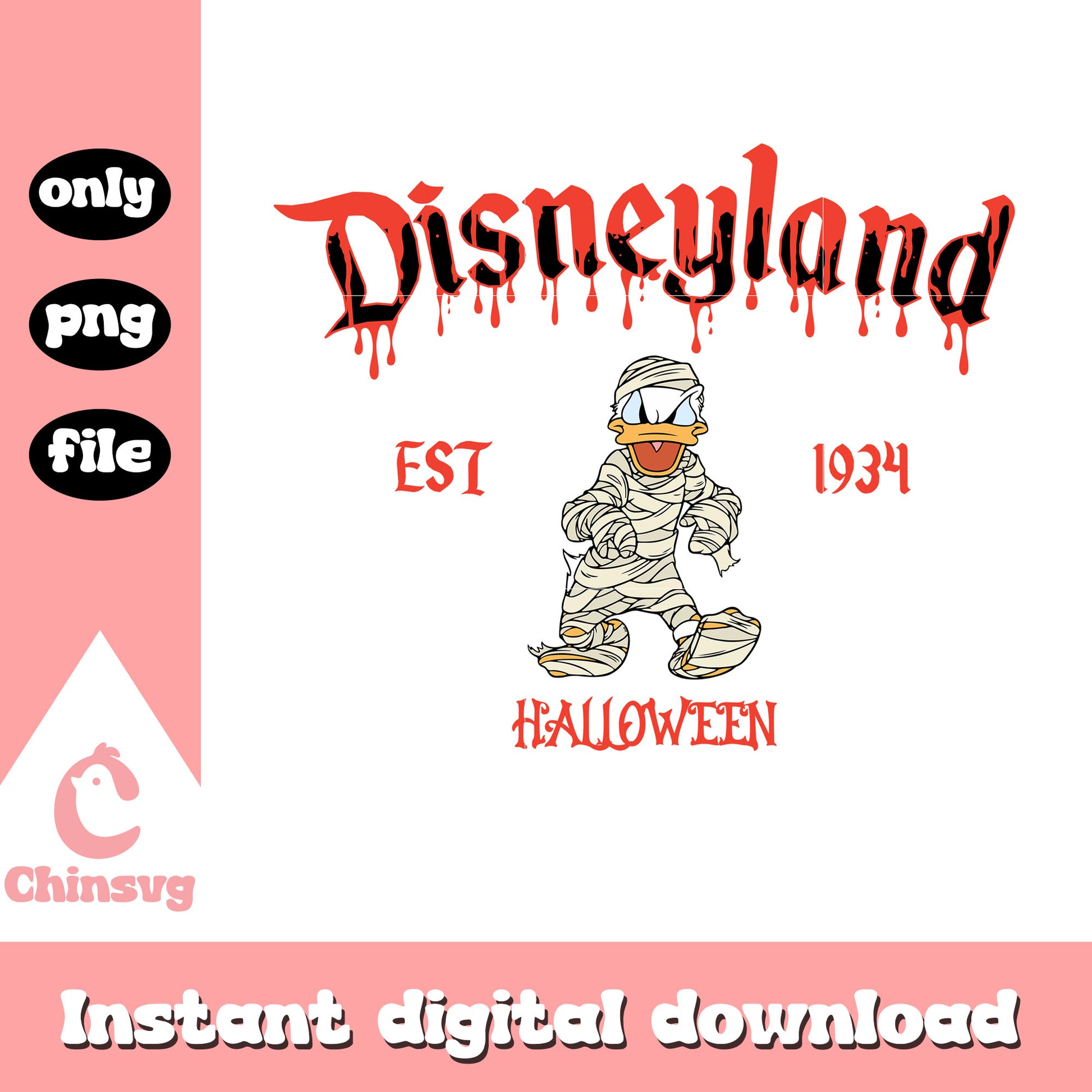 Disneyland halloween est 1934 donald duck design png, donald duck png