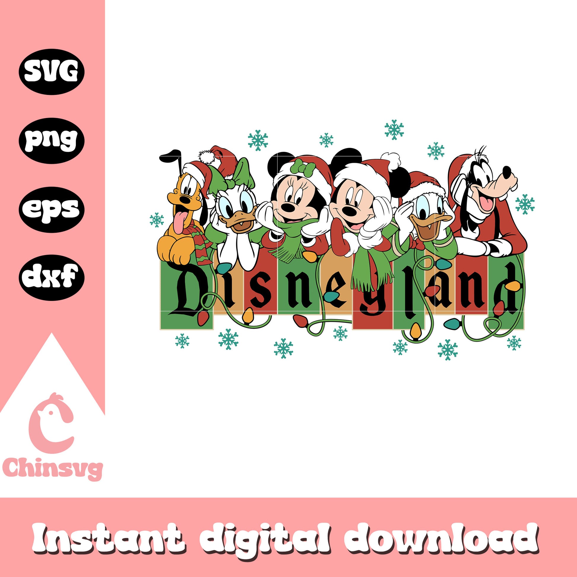 Disneyland merry christmas svg, disney characters svg