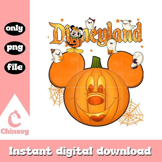 Disneyland mickey face pumpkin halloween vibes png, disney art png