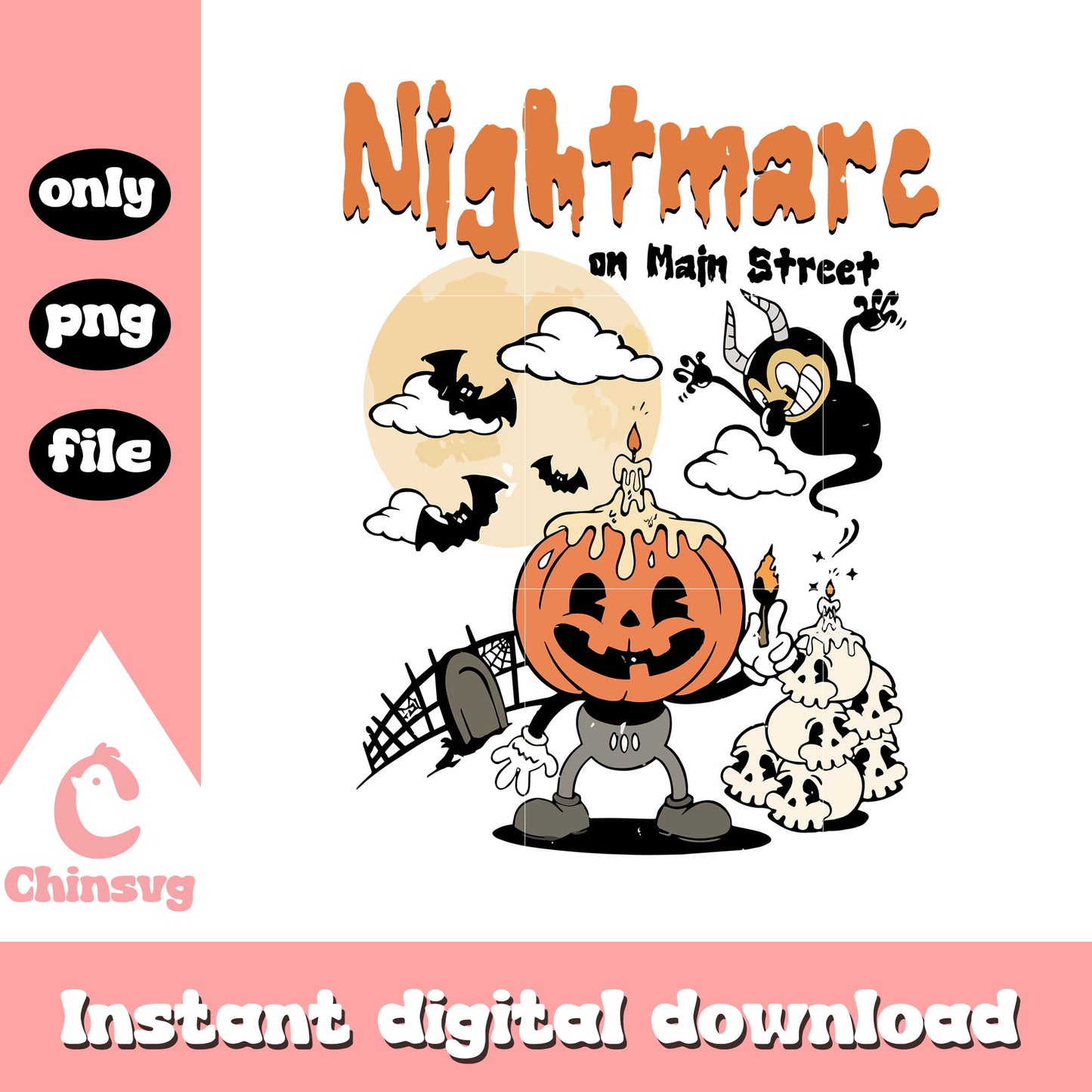 Disneyland nightmare on main street halloween png, disney walt png