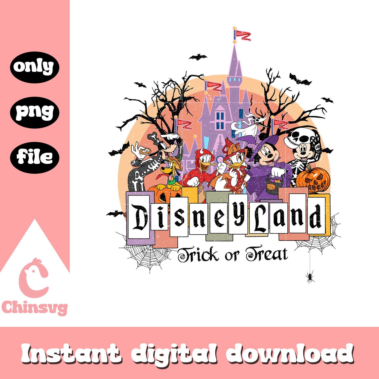 Disneyland trick or treat design png, disney halloween png