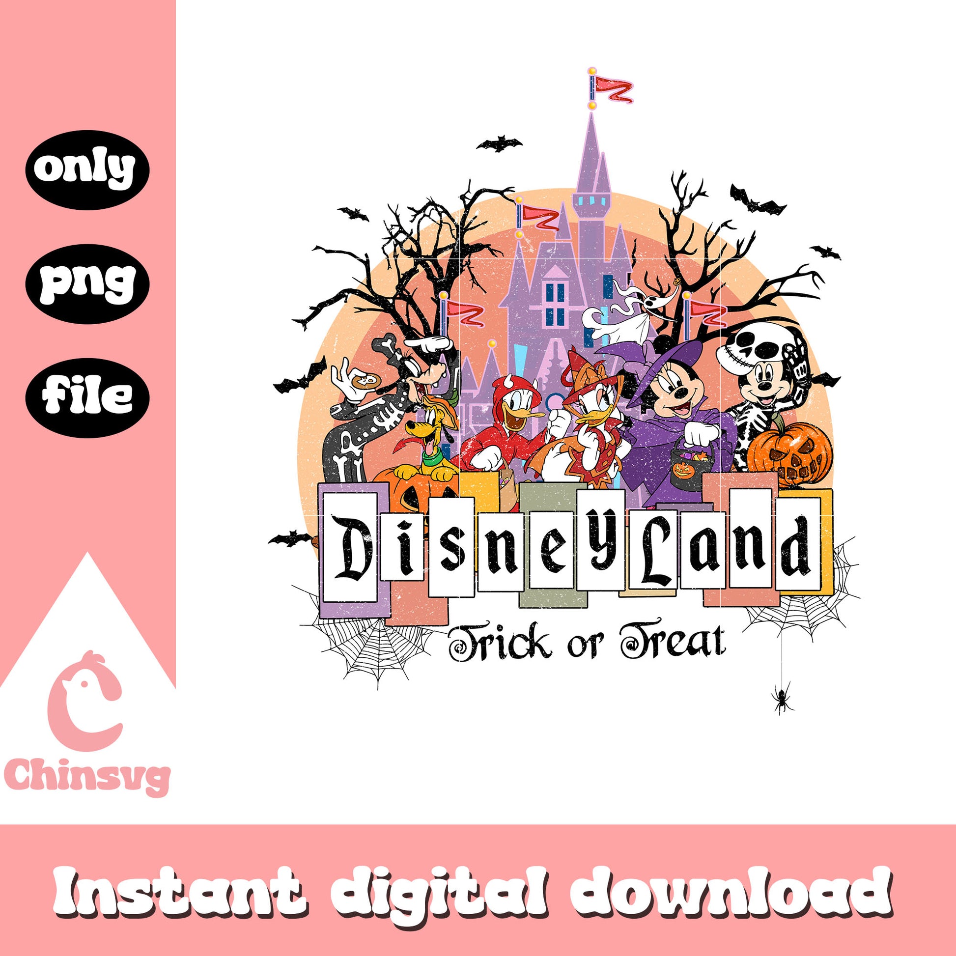 Disneyland trick or treat design png, disney halloween png
